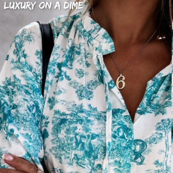 Boho Jungle Modest Ruffle Tie Mock Neck Long Sleeve Tiered Oversized Maxi Dress - Picture 5 of 10